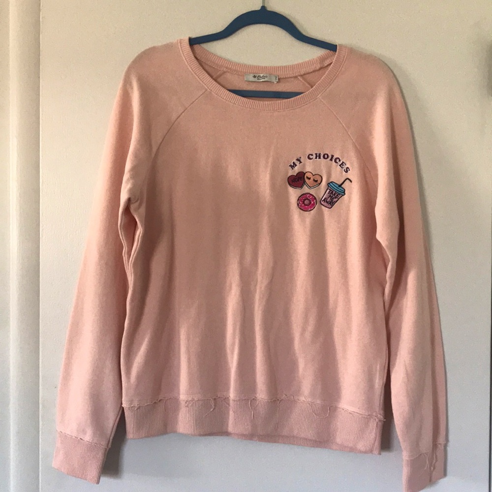 Pink sweatshirt with cute patches